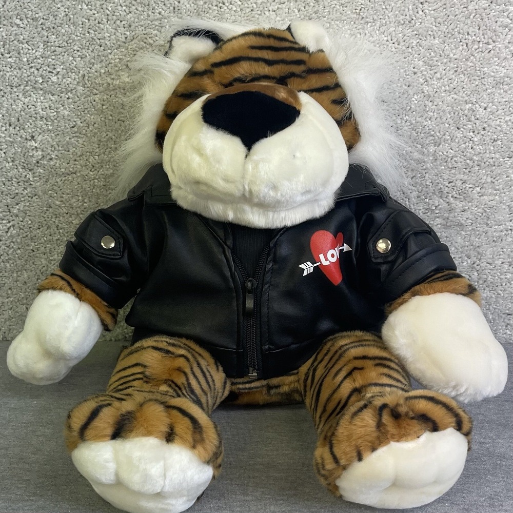Dan Dee Collectors Choice Tiger Plush With Faux Leather Bomber Jacket Love